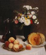 Still Life with a Carafe, Flowers and Fruit, Henri Fantin-Latour
